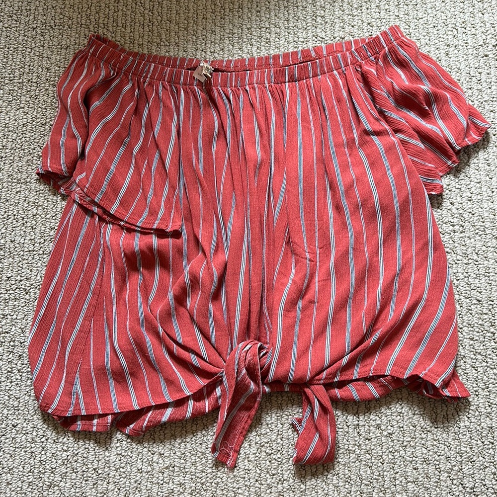 Off the shoulder striped top